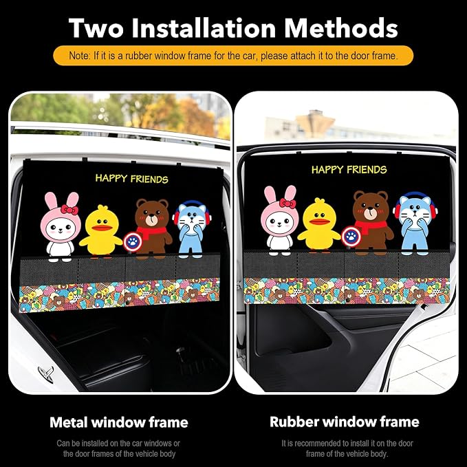 LEIWOOR 2-Pack Magnetic 2 Layers UV Protection Car Window Shades for Baby | Privacy full/half shade car back side window shades with net pocket, breathable heat block curtain for truck van sedan SUV - Image 5