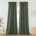 RYB HOME Green Linen Sheer Curtains 102 inches Long, Thick Heavy Textured Rod Pocket Machine Washable Privacy Assured for Living Room Bedroom, W 52 x L 102 inches, Hunter Green, 2 Panels by RYBHOME