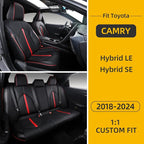 Custom Camry Seat Covers for 2018-2024 Toyota Camry Hybrid - Black+Red | Waterproof Faux Leather Full Coverage, Car Seat Protectors Full Set, Fit Toyota Camry Hybrid LE SE, Airbag Compatible - Image 8