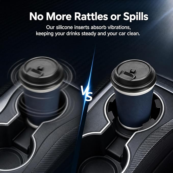 6PCS Car Cup Holder Insert, Arc Leaf Silicone Cup Holder Limiter, Soft Anti-Shake Auto Cupholder Stabilizer, Universal Drink Holders Expander for Most Vehicle, Sedan, SUV - Image 3
