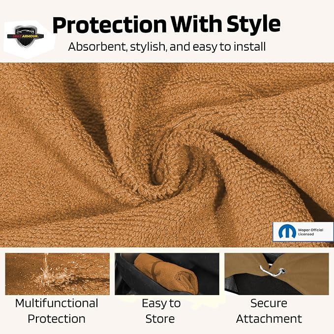 Seat Armour Seat Protector Towel 'Jeep with Grille' - Soft Machine Washable Jeep Seat Cover Towel - Easy to Install, Multipurpose Jeep Seat Towel - Tan - Image 4