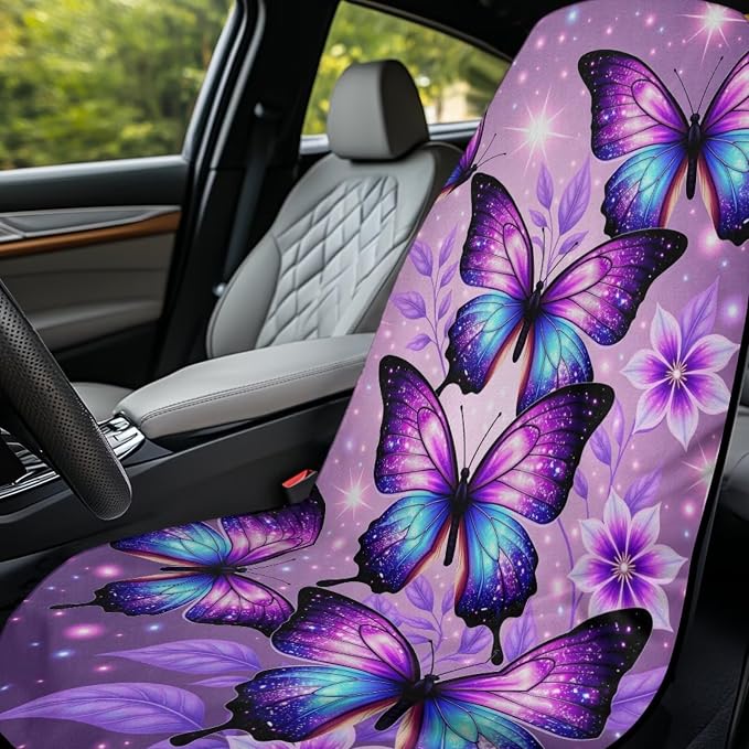 Butterfly Car Seat Cover Towel Universal Auto Interior Seat Towel | Purple Butterfly Auto Front Seat Cover Towel with Storage Bag Universal Car Interior Accessories for Gym Beach Yoga Towel - Image 3