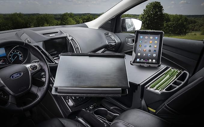 AutoExec Reach Desk Front Seat Car Desk and Portable Workstation with Tablet Mount and Phone Vent Clip, Black - Image 6