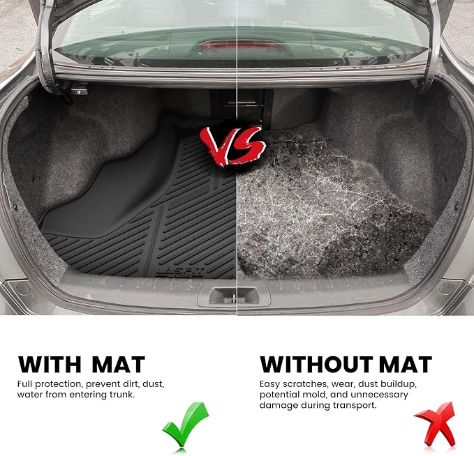 LASFIT Cargo Mat for Honda Accord 2012 2011 2010 2009 2008 (Only Sedan) | All Weather Custom Fit Anti-Slip Pet Friendly Easy Clean TPE Trunk Mat Cargo Liner (NOT for Coupe & Hybrid) - Image 4