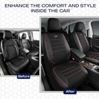 Skechers Air-Cooled Memory Foam Seat Covers,Thick Car Seat Covers,Leather Piping Car Seat Covers Front Seats,Airbag Compatible,Automotive Comfort Universal Fit Most Cars,Vans,Trucks,SUV,Red - Image 6