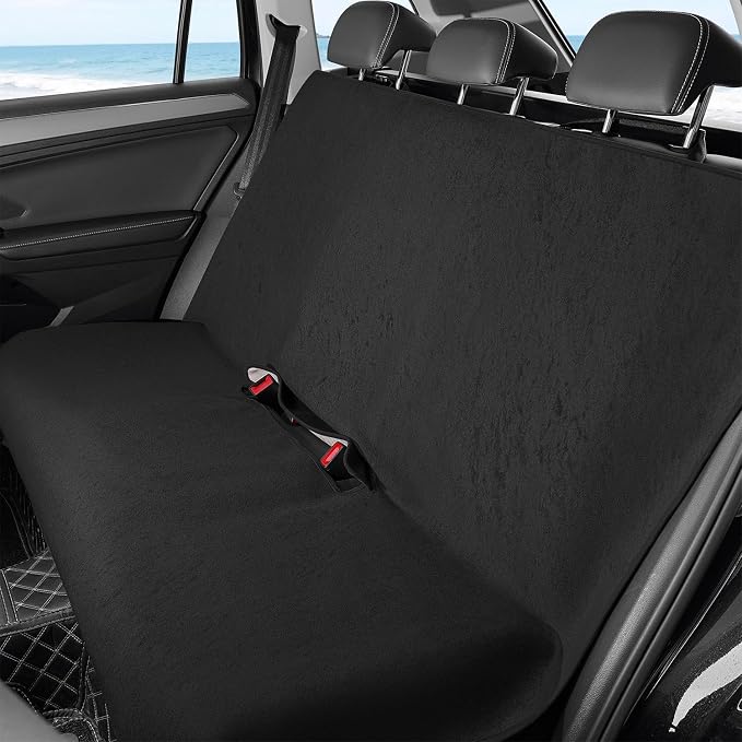 Waterproof Car Seat Cover Full Sets Interior Sets Universal Fits Car Sweat Towel for Trucks SUV Van Car Seat Protector Black Protector Cloth Seats Pack of 3 - Image 2