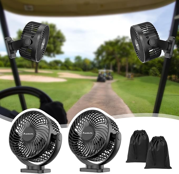 [Upgraded 2X Magnet] 2-Pack Magnetic Golf Cart Fan Rechargeable, 12000mAh Battery Operated Portable Fan with Light, Magnetic Base, Suitable for EZGO Club Car Yamaha, Golf Cart Accessories 2026 by MAGOLFINGolf