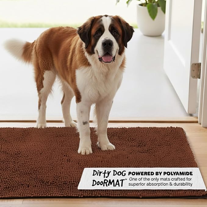 Dog Gone Smart Dirty Dog Doormat Runner - Super Absorbent Polyamide Rug Pulls in Moisture & Dirt - Fast Drying for Clean Floors, Non-Slip, Machine Washable Mat for Muddy Paws - Brown, 60 x 30 Inches by DogGoneSmartBed