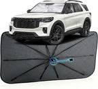 Car Windshield Sun Shade Umbrella for Ford Explorer 2020-2026, 1:1 Fit | [Reflective Coated Fabric] Car Shades Sun Visor Keep Car Cool and Protects Interior, Sunshade Umbrella for Front Window by MakeLifeBetter