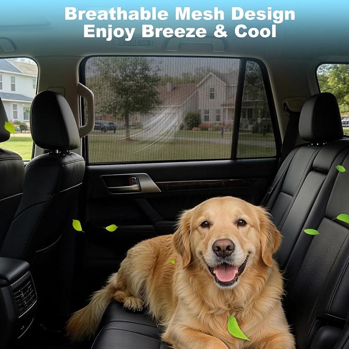 XCBTY 19-24 RAV4 Window Shade for Rear Seat Windows, 2-Pack Magnetic Mesh | Blocks 99% UV to keep baby & pets cool. One-way privacy mesh allows fresh air flow. Press clip & hold 5s for maximum grip. - Image 4