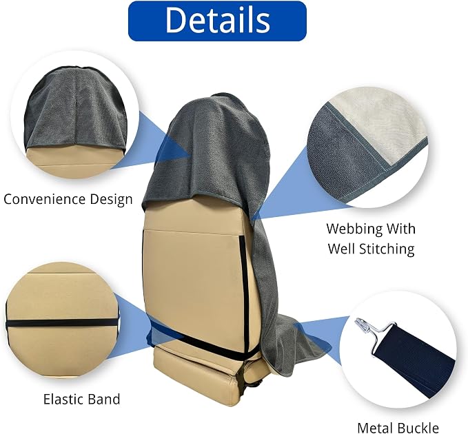 Waterproof Car Seat Cover for Front Seats, Protector for Cars SUVs Trucks, Sweat Towel Seat Covers Bucket for Gym,Workout,Beach,Hiking,Running and Swimming (Grey, 2PCS) - Image 3