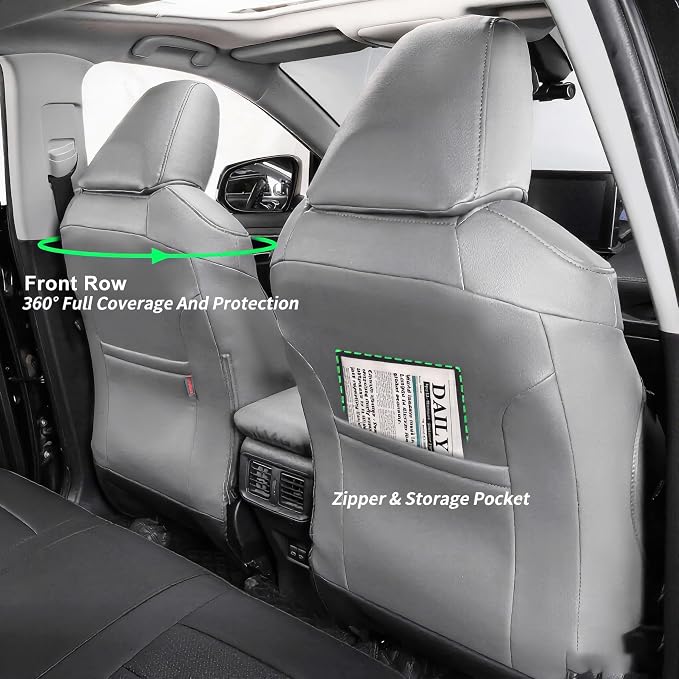 coverdream Full Set Leather Seat Covers for Toyota Corolla 2023-2026 LE Sedan(Not fit Hybrid),Airbag Compatible,Waterproof Car Seat Protector,Fit Like A Glove(Gray) - Image 5