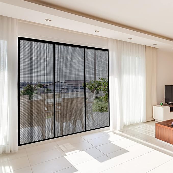 Magnetic Door Screen Fit Door Size 72 x 80 Inch, Sunmoxia Durable Reinforced Fiberglass Mesh Curtain, Heavy Duty Screen Door with Full Frame Hook & Loop for Sliding Doors,Patio - Image 7