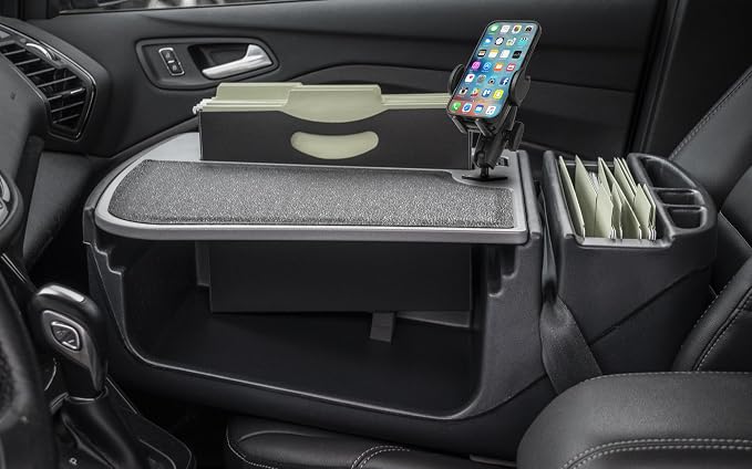 AutoExec AE-FMEF-PM-GT Efficiency FileMaster Car Desk for Your Vehicle Workstation and Mobile Office, Grey with Phone Mount | Phone Mount, Vehicle Workstation, Mobile Office - Image 2