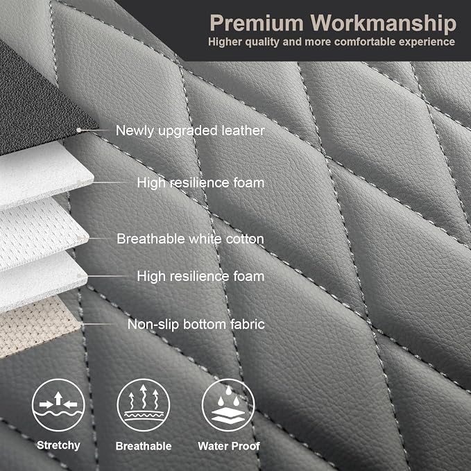 GIANT PANDA Bottom Seat Cover for Trucks&SUV, Front PU Leather Driver Seat Protector Fit for Chevy,Ram,Toyota,GMC,Ford F150 F-Series (Grey-2PCS) - Image 7