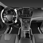 CAR PASS Leather Steering Wheel Cover and Waterproof Car Floor Mats, Microfiber Universal Car Combo Fit for 95% Sedan SUV Van,14.5-15 inch Sporty Anti-Slip Safety Comfortable Design, Black＆White - Image 3