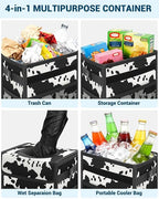 Capolo Car Trash Can with Lid, Leakproof Car Garbage Can Car Trash Bag | Waterproof, Trash Can for Car, 3 Mesh Pockets, Mini Hanging Vehicle Car Trash Bin, for Back/Front Seat (Cow Print,3 Gal) - Image 5
