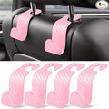 SINGARO Universal 4 Pack Car Seat Headrest Purse Hook, Carbon Fiber Back Seat Hook Storage Organizer Hanger for Purse Handbag Coat, Car Interior Accessories(Pink) by SINGARO