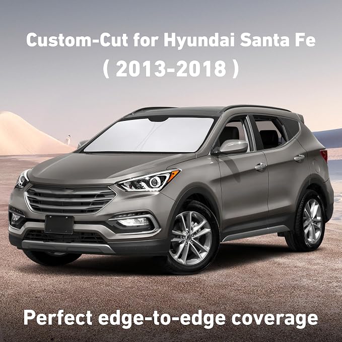 EcoNour Windshield Sunshade Compatible for Hyundai Santafe 2013-2017 2018 | Sun Visor for Front Windshield & Window Sun Shade Cover, UV Heat Blocker & Protector, Car Accessories - Image 2
