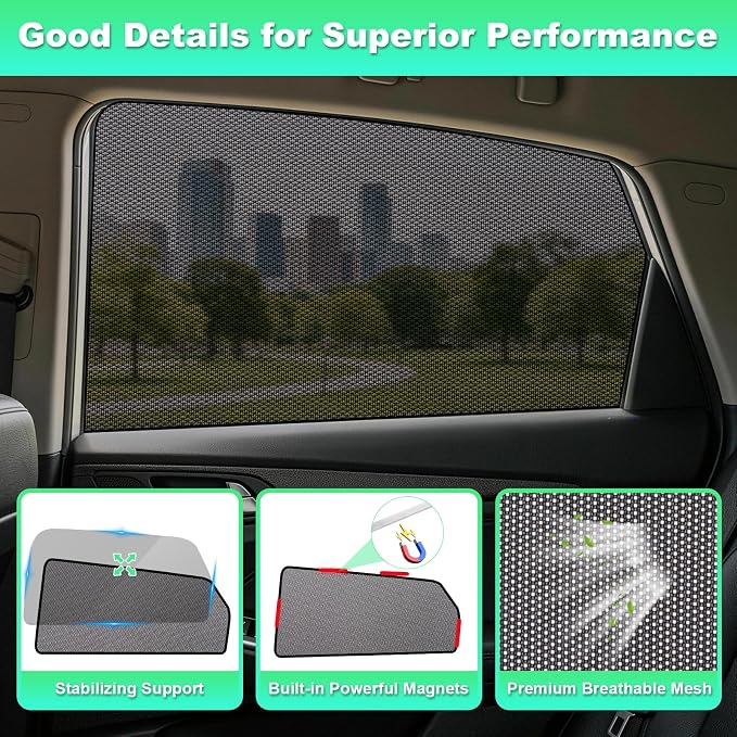 Tucson Window Shades 2015-2020, Rear Side Mesh, 2PCS | Custom Fit Window Shades, Breathable Mesh Blocks UV Rays, Reduces Heat & Glare, Creates Comfort for Babies & Rear Passengers - Image 7