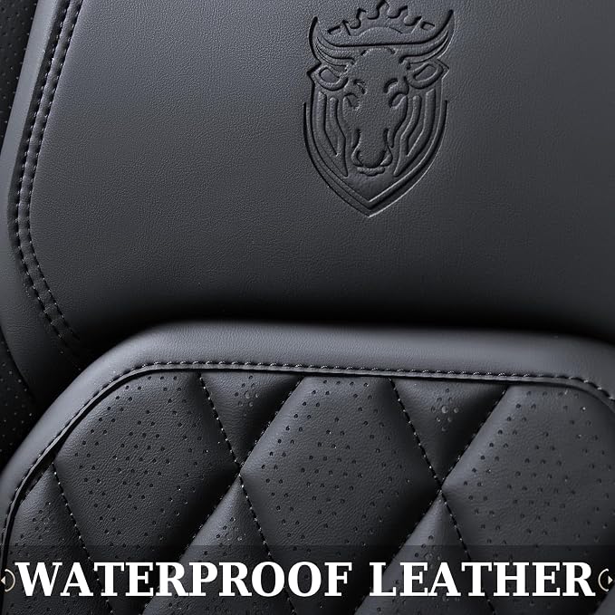 Coverado Car Seat Covers, Front Seat Cover, 2 Pack Waterproof Seat Covers for Cars, Luxury Faux Leather Car Seat Cushions, Car Seats Protectors, Black Car Seat Covers Universal Fit for Most Vehicles - Image 4