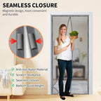 Magnetic Door Screen, Durable Reinforced Anti-Tear Mesh Self-Closing Curtain, Heavy Duty Screen Door with Full Frame Hook & Loop, Fit Door Size 36 x 82 Inch (Silver) - Image 2