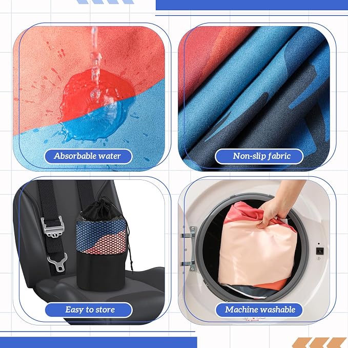 Hahafelt 3 Pack Car Seat Towel Covers and Athletic Running Towel with Storage Bags, Sweat Washable Gym Seat Protector Non Slip for Dog Pet Workout Running Outdoor Sport Activities(Sedona) - Image 5