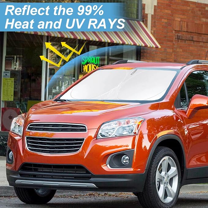 Windshield Sun Shade for Chevy Chevrolet Trax LS/1RS/LT/2RS/ 2013-2024 2026 | Foldable Front Window Sunshade Cover Blocks UV Ray - Image 2