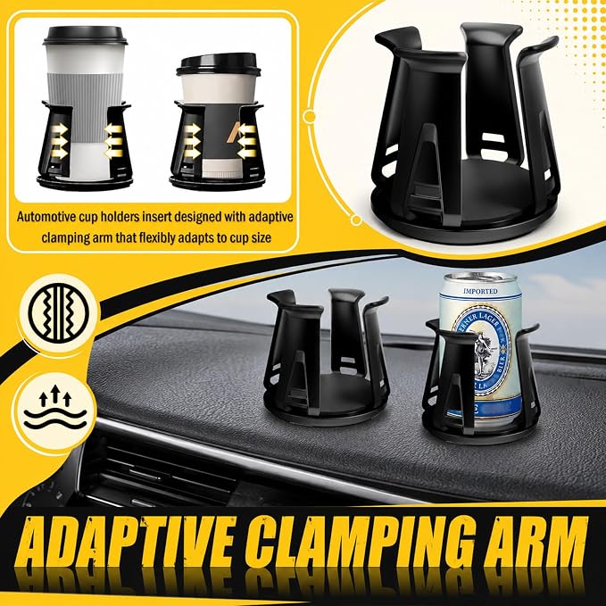2PCS Car Cup Holder Insert,Anti-Shake Cup Holder Inserts for Car with Adaptive Clamping Arm & Suction Cups Mount,Universal Cupholder Insert for Cars Fits Most Trucks SUVs - Image 5