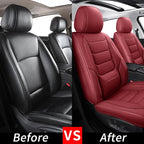Leather Front Seat Covers for Cars Automotive Seat Protectors | Breathable Waterproof Durable Full Surround & Lumbar Support Design Non-Slip Universal Fit for Most Cars SUVs Trucks Vans Red - Image 7