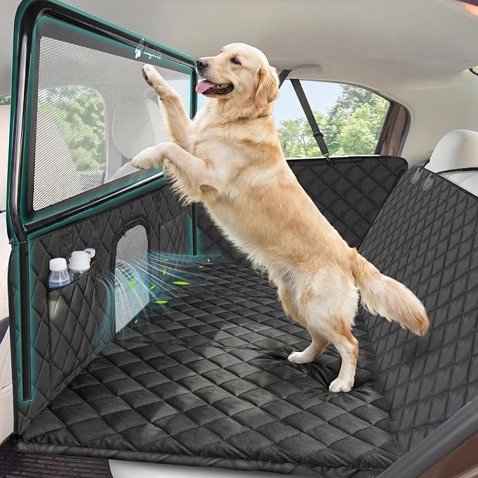 Snagle Paw Dog Car Seat Cover & Back Seat Extender,31"Super High Pet Barrier with Anti-Slip Hard Bottom Hammock Holds 440lbs,Water-Resistant Car Seat Protector for SUV,Trucks,Easy-Clean,Patent Pending by SnaglePaw