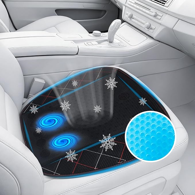 Cooling Car Seat Cover, Black Automotive Air Ventilated Cooling Seat Cover with 3 Adjustable Speeds for Summer Driving, Comfortable Cooling Car Seat Cushion for Car SUV Truck Van, Home & Office Chair by Unknown