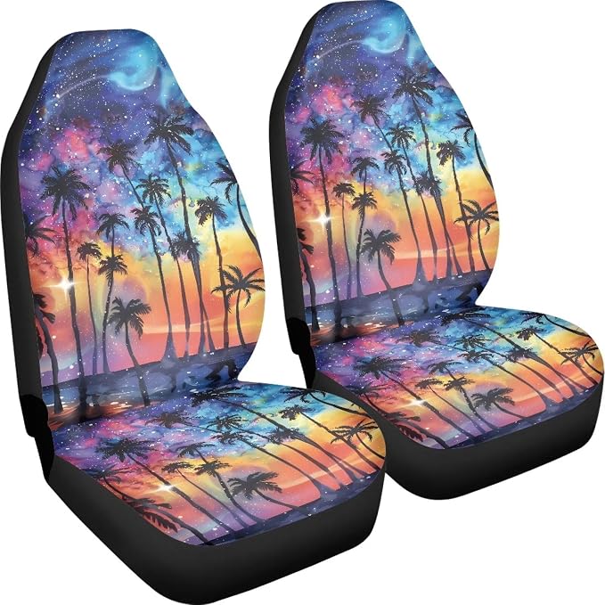 Sunset Palm Tree Car Seat Covers Front Seats Set of 2, Universal Protective Car Seat Cover Breathable&Washable Automotive Vehicle Cushion Cover, Fit for Cars, Trucks, and SUV - Image 6