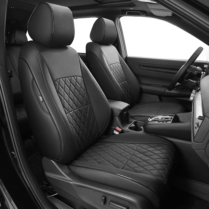 Car Seat Covers Custom Fit for Honda CRV: 2023 2024 2025 2026 Full Set Faux Leather Car Seat Cover Waterproof (5 Seats,Black) by AOMSAZTO