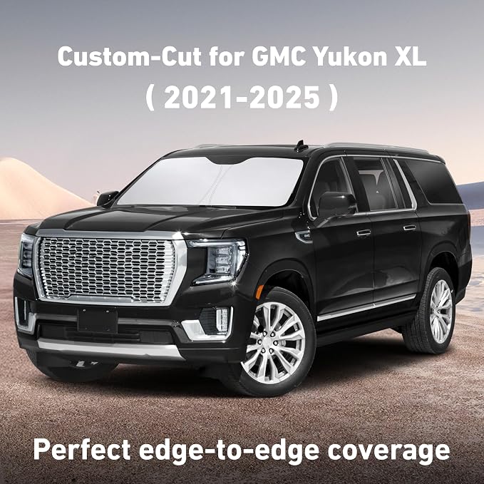 EcoNour Windshield Sunshade Compatible for GMC YukonXL 2021-2023 2024 2025 | Sun Visor for Front Windshield & Window Sun Shade Cover, UV Heat Blocker & Protector, Car Accessories - Image 2