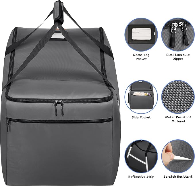 Infant Car Seat Travel Bag for Airplane Compatible with All Nuna Pipa Car Seat and Base,Chicco KeyFit 30 and Base, Padded Car Seat Bags for Air Travel,Car Seat Gate Check Bag with Side Pocket, Gray - Image 3