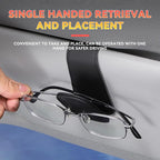 Magnetic Leather Car Visor Sunglass Holders, Beige | flip-open design, holds eyewear tickets or cards, tool-free mounting, fits most cars and trucks, car interior accessories - Image 3