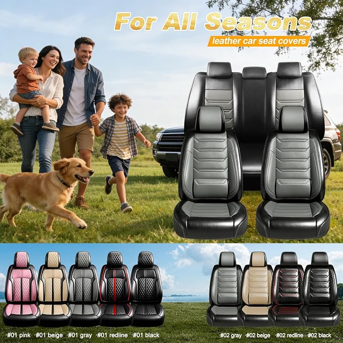 Fit Genesis Seat Covers Fit for Hyundai Genesis 2009-2016, 5 Seats | Premium Leather Full Coverage Protectors, Waterproof, Breathable, Scratch Resistant, Easy Wipe, Airbag Compatible, Black+Gray - Image 9