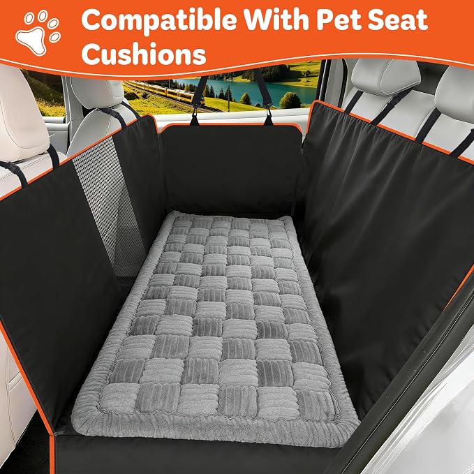 Dog Car Seat Cover for Back Seat; Ultra-Thin and Soft, Waterproof, Wear-Resistant and Easy to Clean—Compatible with Plush Seat Cushions - Image 6