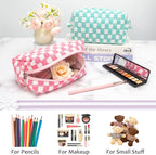 Checkered Makeup Bag for Purse, Small Travel Cosmetic Pouch,Pink,2 Pack | Cute Zipper Makeup Organizer for Women, Travel Essentials, Toiletries, Makeup Brushes, Beauty Accessories&Bridesmaid Gifts - Image 3