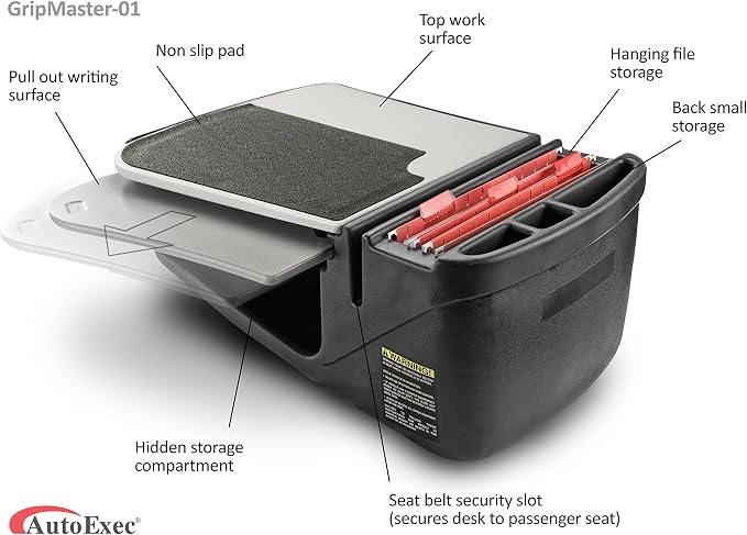 AutoExec GripMaster Car Desk for Your Vehicle Workstation and Mobile Office, Grey with 400 watt Power Inverter | Vehicle Workstation, Mobile Office, 400 Watt Power Inverter - Image 6