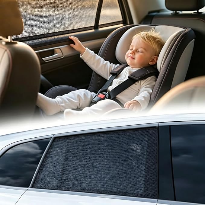 Car Window Shades for Baby, 2 Pack Ice Crystal Cooling Car Sun Shades, Privacy Car Shade Universal Fit SUV Sedan Minivan, Freely Roll Down Car Windows Large by Unknown