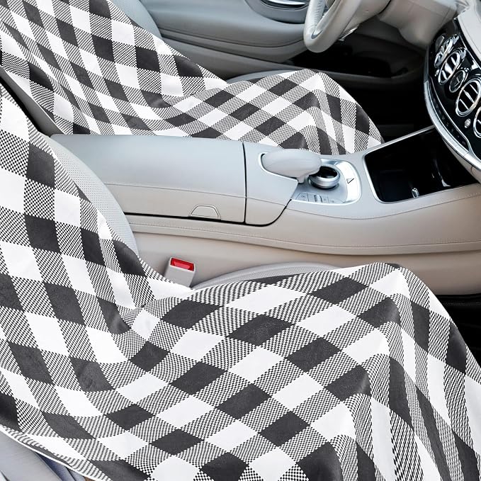 Hahafelt 2 Pack Car Seat Towel Cover with Storage Bag, Retro Plaid | 63 x 32 in Car Towel Seat Cover Non Slip Waterproof, Gym Workout Swimming Running, Machine Washable Sweat Absorbent Protector - Image 3