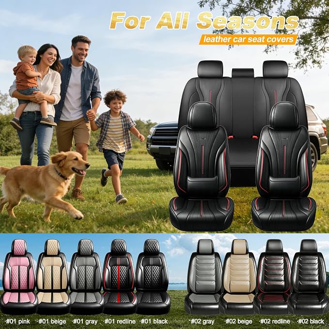 Fit Santa Fe Seat Covers Fit for Hyundai Santa Fe 2007-2026, 5 Seats | Premium Leather Full Coverage Protectors, Waterproof, Breathable, Scratch Resistant, Easy Wipe, Airbag Compatible, RedTrim - Image 9