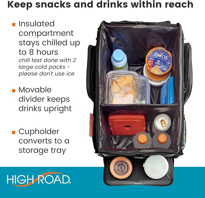 High Road Car Front Seat Storage Organizer - Passenger Seat Desk for Laptop | Car Office Organizer With File and Laptop Storage Compartment, Car Desk Top, Cup Holders and 8 Storage Pockets - Image 4