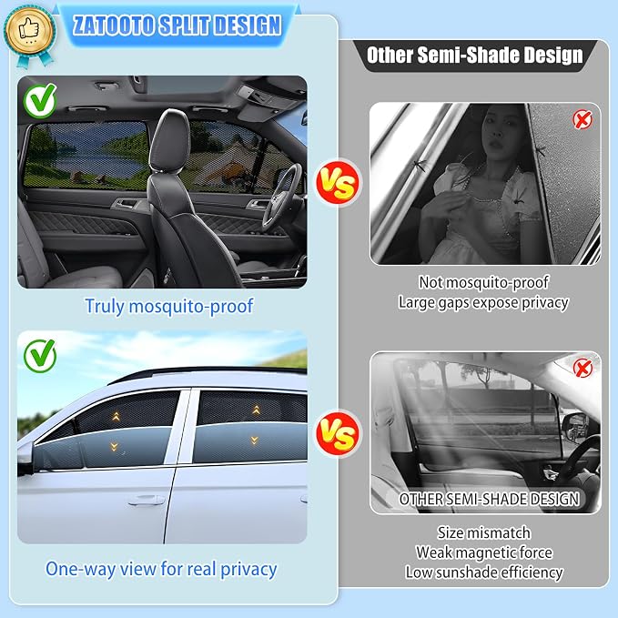 ZATOOTO Car Window Shades for Outback 2021-2024, Ventilation & Bug-Free | 99% UV Block, Heat Reduction, Camping Privacy, Strong Magnets, Baby Pet Protection, Road Trip Comfort, Easy Install - Image 3