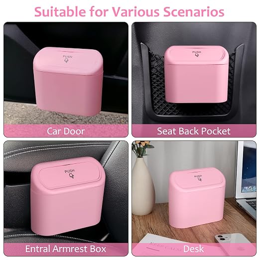 Accmor Car Trash Can with Lid, Leakproof Vehicle Garbage Organizer Holder Bin with 60 Pack Trash Bags, Mini Auto Dustbin Accessories Storage Container for Vans, SUVs, Office (Pink) - Image 7