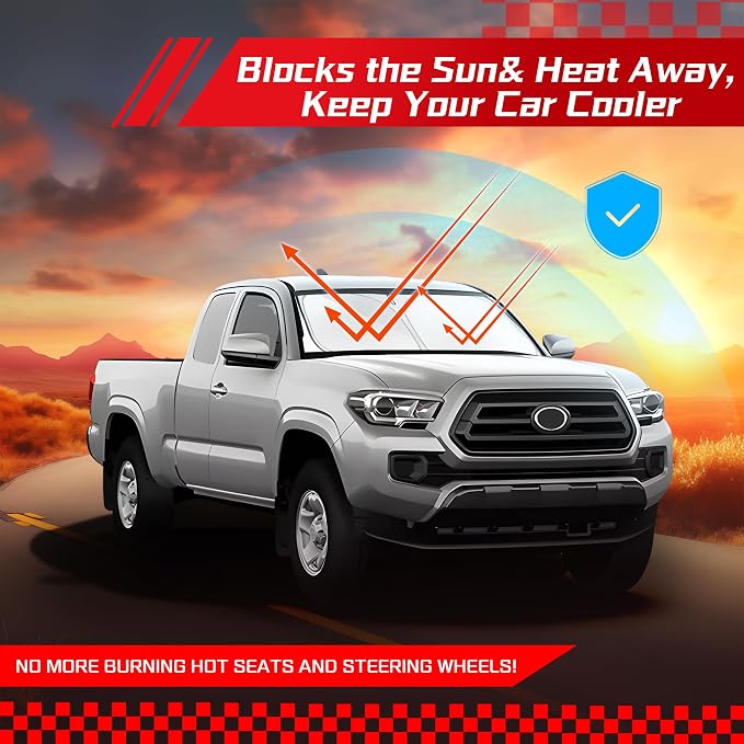 ARISMOTOR Windshield Sun Shade for Toyota Tacoma 2016-2026 | Custom Fit, Foldable, Front Window Sunshade Sun Visor Protector, Block UV Rays, Keep Car Cooler - Image 7