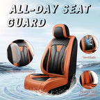 Fit Sienna Premium Leather Car Seat Covers for Toyota Sienna 2007-2025 2026 - Waterproof，Breathable，All-Weather Seat Cushion Protecto & Airbag Compatible, 2 Front Seat Orange&Black - Image 2