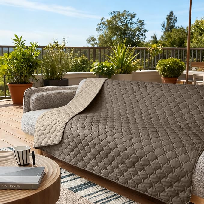 gogobunny Waterproof Dog Blankets for Large Dogs, Pet Bed Cover Breathable | Washable Pee Pads, Quilted Throw Blanket, Furniture Protector for Couch Sofa Bed Car, 82x82 Inch Dark/Light Walnut - Image 9